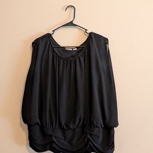 Cato Black Blouse with Draped Hem